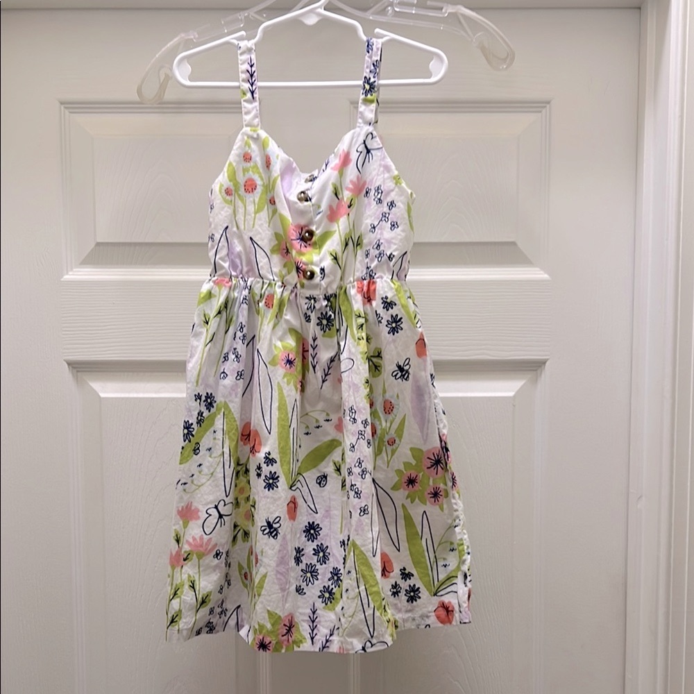 Cat & Jack Floral Dress in White with Multicolor Accents - size 6/6x - NVR WORN